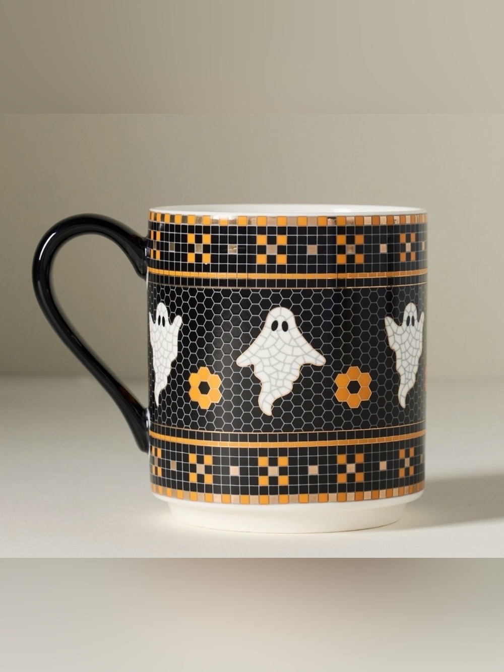 Bistro Tile Ghost w gold accents Anthropologie Halloween edition